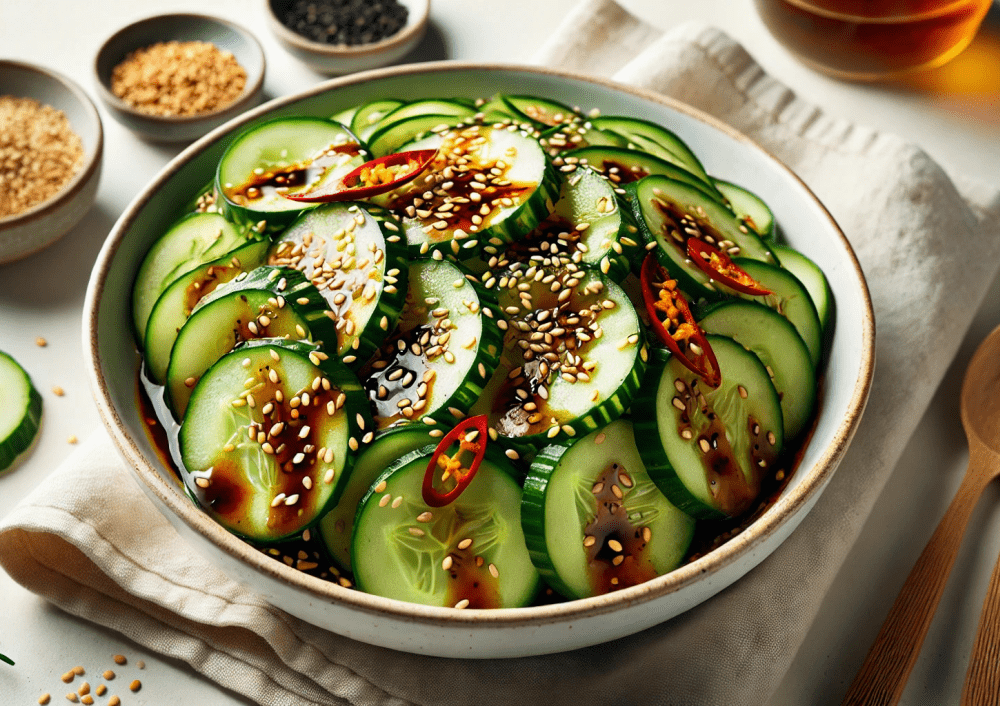 Frischer Gurkensalat mit einem Hauch von Schärfe