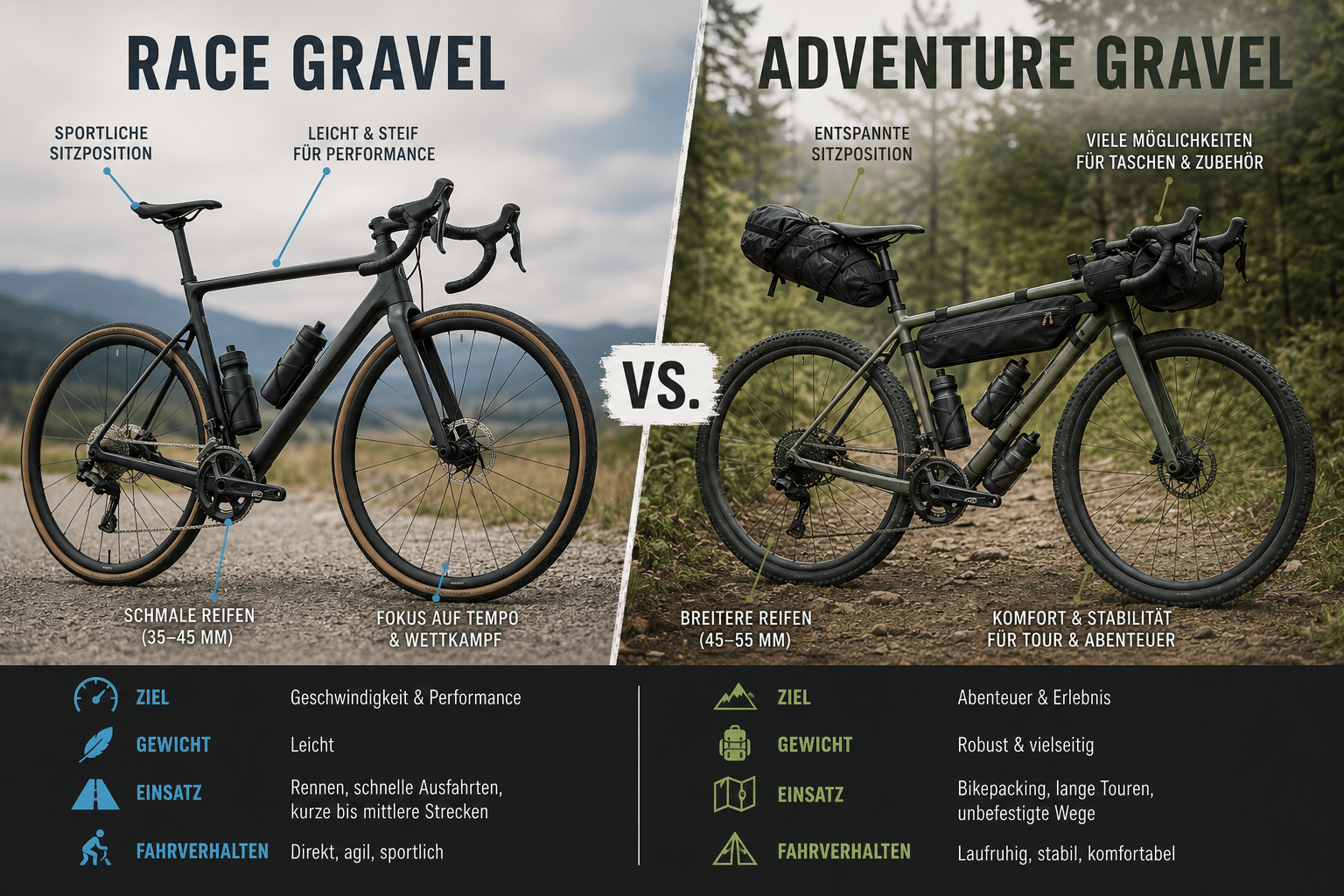 Race Gravel vs Adventure Gravel Race Gravel vs Adventure Gravel die Unterschiede